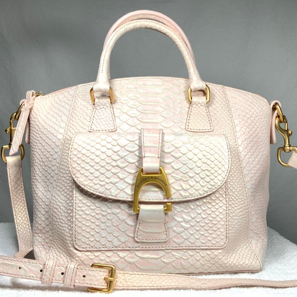 Dooney & Bourke Handbags - Dooney & Bourke Large Naomi Pink Snakeskin Satchel